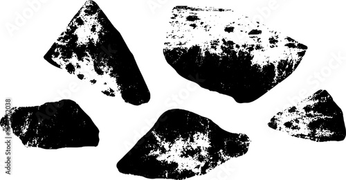 Abstract fractured rhombus stencil illustration in black and white for urban grunge art design