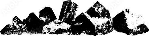 Abstract black and white fractured polygon stencil illustration for modern design