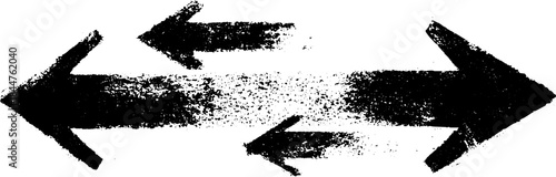 Fragmented arrow stencil illustration in black and white for urban design