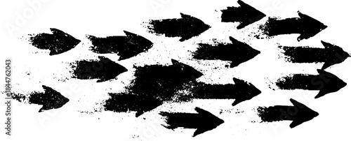 Abstract black and white fragmented arrow stencil design for urban art projects