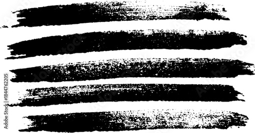 Black and white horizontal distressed stencil brushstroke illustration for urban art design