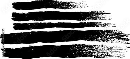 Black and white horizontal distressed brushstroke stencil art for urban grunge design