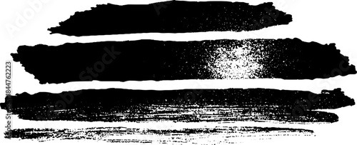 Black and white grunge stencil illustration of horizontal brushstroke lines for art and design