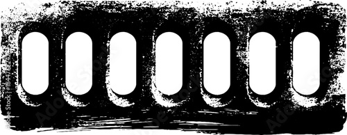 Black and white stencil illustration of industrial grid plate design for urban art