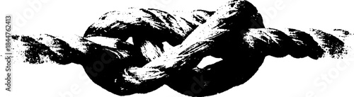 Black and white knotted string bracelet stencil illustration for design and decoration