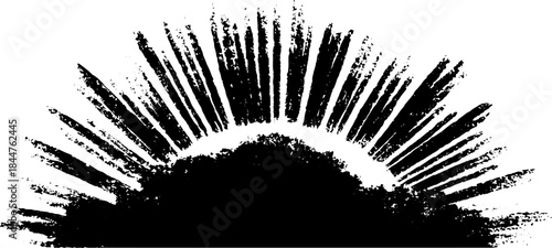 Black and white stencil illustration with layered burst texture for urban design