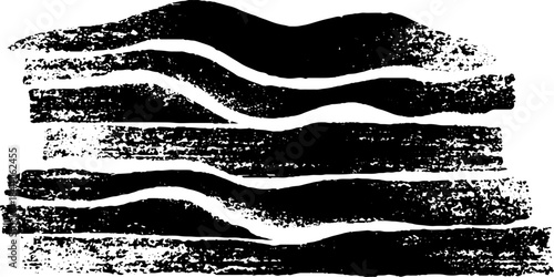 Abstract black and white stencil illustration of layered fiber insulation design
