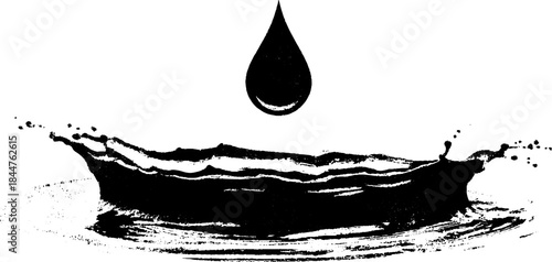 Black and white liquid splash arc stencil for urban art and design