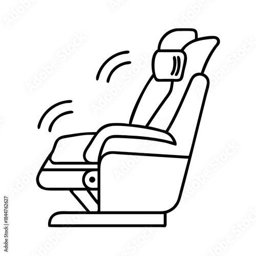 A line art icon of a modern massage chair with vibration indicated