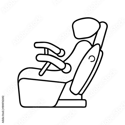 Minimalist line art illustration of a professional medical or dental chair