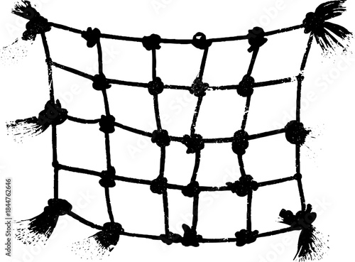 Black and white stencil of mesh garden net for urban art design