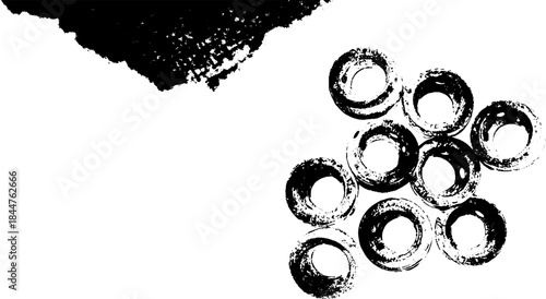 Black and white stencil illustration of metal grommet cluster for urban art design