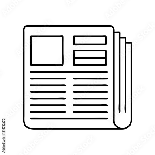 A line art icon illustrating a folded newspaper representing news and media