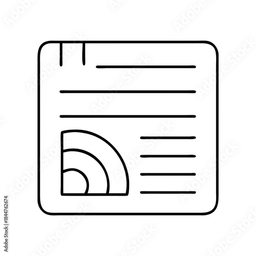 An icon representing wireless content streaming or an rss feed on a document page