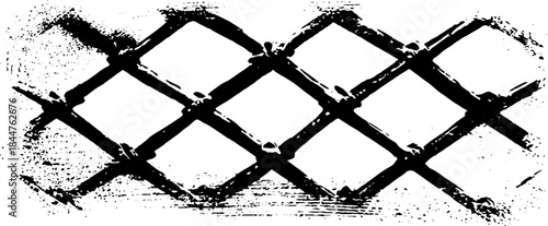 Black and white stencil art of metal mesh impression for urban design