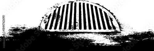 Black and white stencil illustration of metal ventilation grate