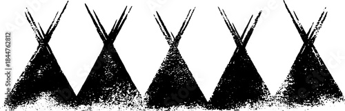 Black and white stencil illustration of triangular patterns and blades for art design