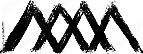 Black and white stencil illustration of narrow blade-like triangular design