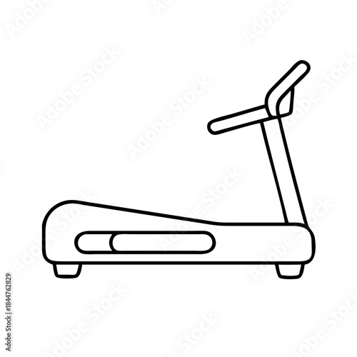 Black outline vector illustration of a modern treadmill fitness machine