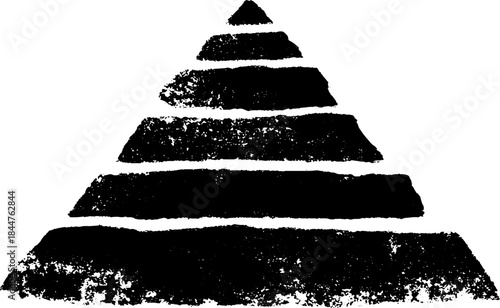 Black and white grunge stencil art of nested triangles design for posters