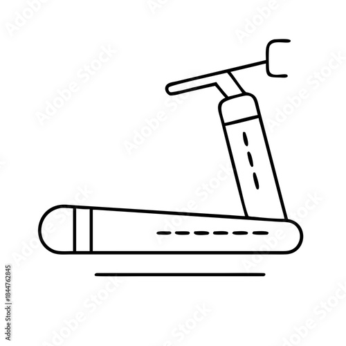 Simple line art icon of a treadmill, representing running and exercise equipment