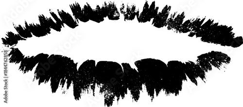 Black and white grunge scribble crest with textured brushstrokes for urban art design