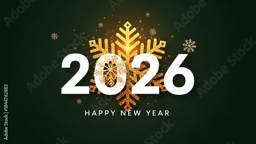 Happy new year 2026 snowflake celebration