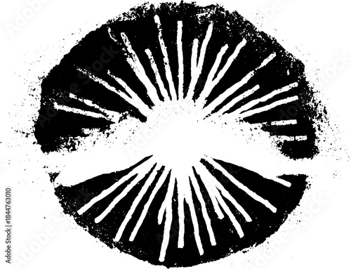 Black and white stencil illustration of radiating broken lines for urban art designs