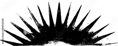 Dynamic black and white stencil art with radiating sharp strokes for urban design