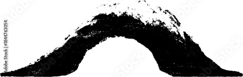 Black and white stencil illustration of radiating wavefront design for urban art projects