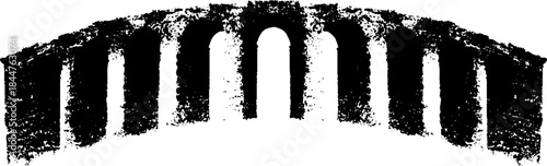 Black and white grunge stencil of arched rectangular frame for urban design