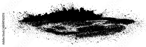 Raw black and white splatter cluster stencil for urban art and design