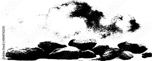 Monochrome stencil art of rugged asphalt texture for urban design concepts