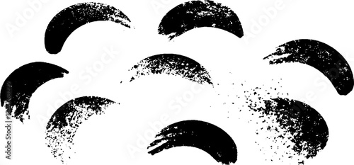 Abstract black and white stencil illustration with scattered arcs for creative design