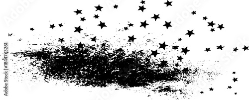 Dynamic black and white star speckle stencil art for urban design