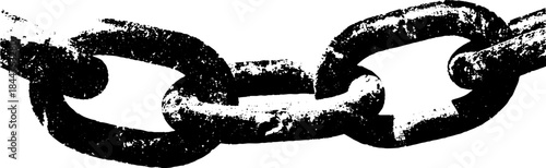 Grunge silhouette of scratched chain lock in black and white