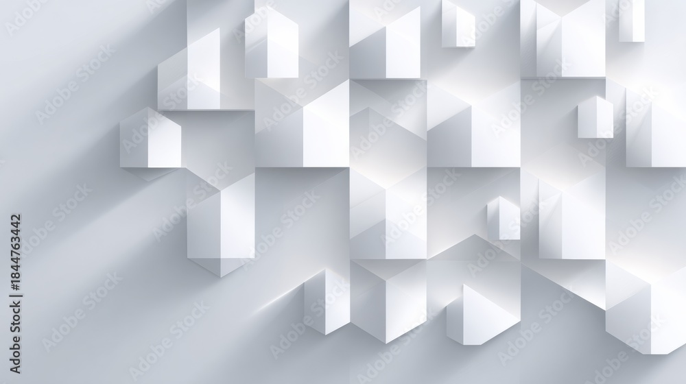 Obraz premium Modern Geometric Shapes Create a Minimal Design With Subtle Shadows in a Clean White Environment for a Business Setting and Branding Purposes