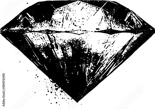 Black and white stencil of shattered diamond – grunge art for urban design