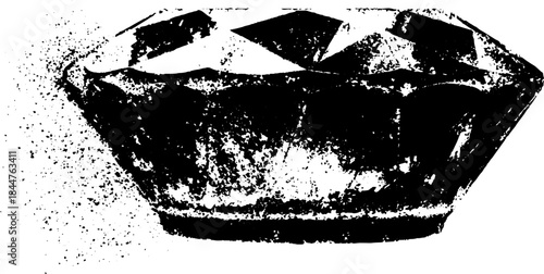 Shattered diamond stencil in black and white - urban grunge art concept