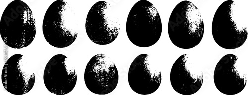 Black and white stencil illustration of egg shapes for design and decoration