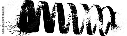 Abstract black and white spiral stencil art with micro motif style