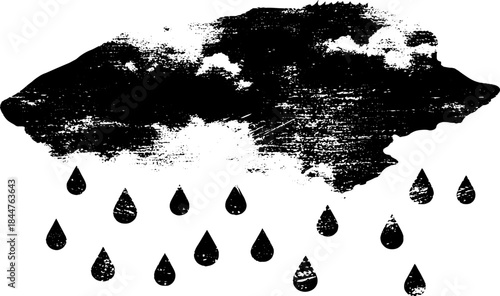 Monochrome stencil art with splattered droplets and grunge texture for urban design