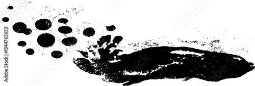 Abstract black and white stencil of droplets and handprint splatter for urban graffiti design