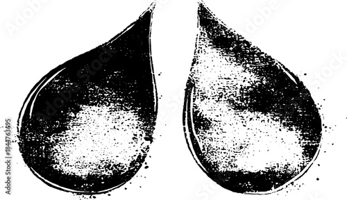 Black and white stencil illustration of split droplet for urban grunge art design