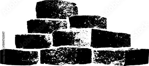 Geometric grunge design of stacked cubes with black and white stencil effect for urban art projects