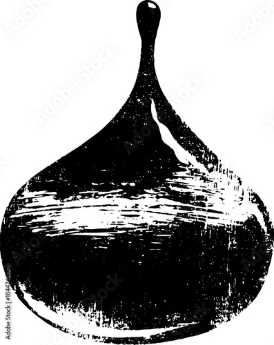 Black and white stencil design of suspended gel droplet for urban art projects