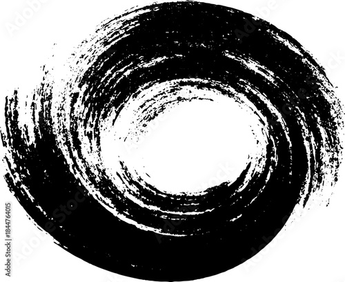 Black and white swirling scratch loop stencil design for art and prints