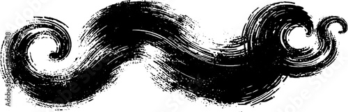 Monochrome swirling scratch loop stencil art for creative design