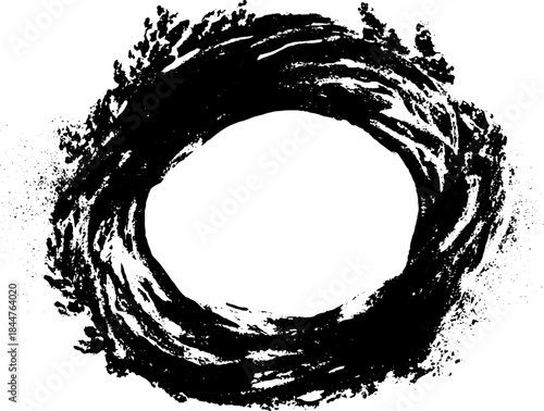 Black and white swirling scratch loop stencil design for artistic projects