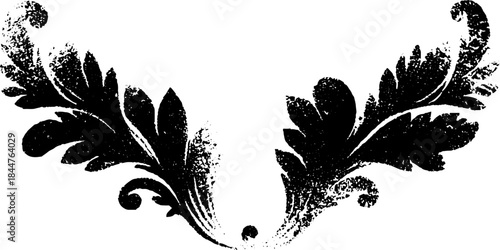 Black and white symmetrical corner stencil illustration for decorative design